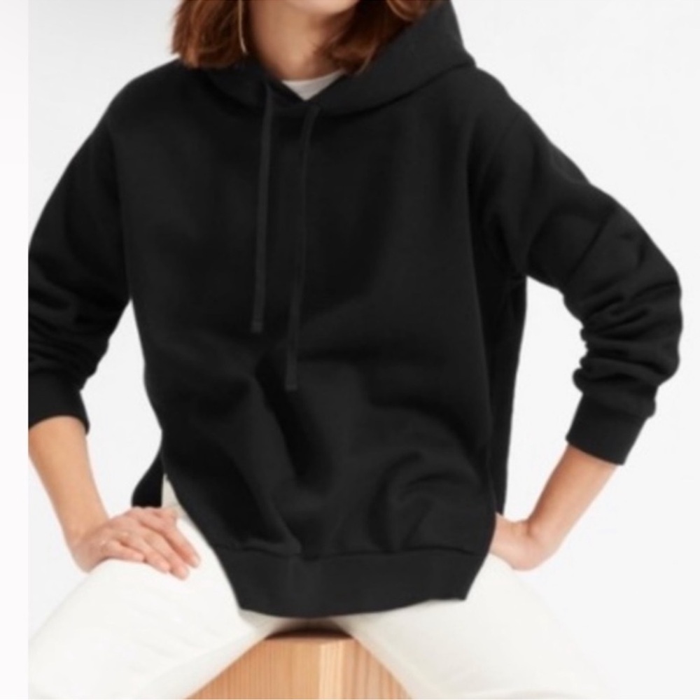 Everlane Slouchy Fit Side Slit Pullover Hoodie Women's Xs Black Comfy
